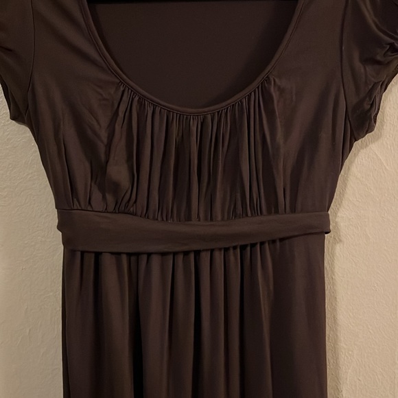 Forever 21 Brown Bubble Cap Sleeve Tie Waist Dress S - Picture 3 of 8